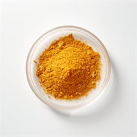 Coenzyme Q10 powder in a glass dish
